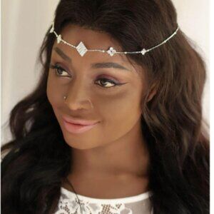 Rhinestone Head Chain Boho Glam Bridal Forehead Jewlery